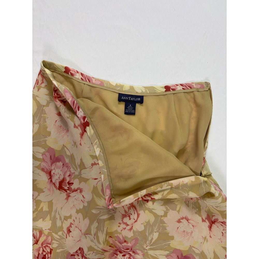 Vintage Y2K Ann Taylor Silk Floral Skirt 4 Forest Fairy Ethereal Cottagecore - Picture 3 of 6
